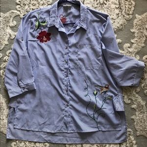 Plus Size Embroidered Button Up Shirt